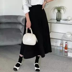 [하프클럽/]빅사이즈 601 편한밴딩플레어스커트 DNOV148