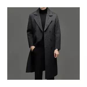 남성 코트 순모 가을 겨울 도톰한 오버핏 모직 구스다운 안감 따뜻한 캐주얼 OP4
