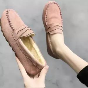 [옷자락]여성 가을 겨울 따뜻한 보온 기모 플랫슈즈_P415103842