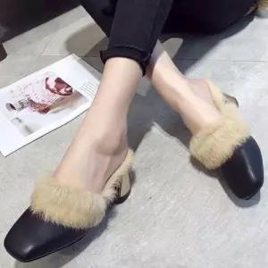 인조가죽 털 펌프스 겨울 구두 스퀘어코 여성 직장인 WB9FB61