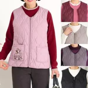 [엄마옷 로즈맘] 온채자수털안감누빔조끼