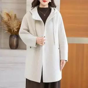 하프 여성용 울 모직 캐주얼 야구 잠바 추동 리버시블 코트 후드 끈 1PICK4