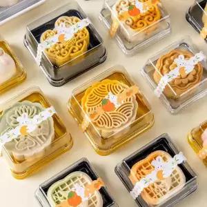 고급 화과자 케이스 사각 월병 상자 만들기 떡 답례품 투명 양갱