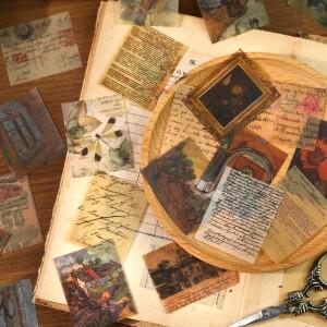 빈티지 소재 다이어리 사진 앨범 배경지 DIY 장식 색종이 스크랩북 잡지 미학적 스타일 50개