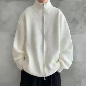 남성 스탠드넥 집업 스웨터 골지 빅사이즈 재킷