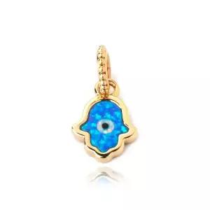 판도라 762699C01 오팔러센트 블루 함사 핸드 댕글 참