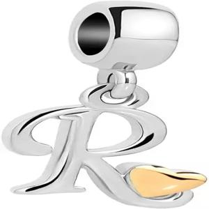 퀸참스 이니셜 A-Z 레터 참 골든 하트 알파벳 팔찌 및 목걸이용 댕글 비즈