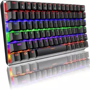 LexonElec 게이밍 기계식 키보드 유선 타입-C 메탈 블루 스위치 컴퓨터 레인보우 LED 백라이트 82키