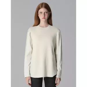 [하프클럽/레노마레이디]니트배색 퍼프소매 블라우스 (택가격 159000원)