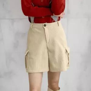 여성 카고 골덴 반바지 빅사이즈 기모 숏팬츠