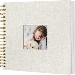 8 x 인치 스크랩북 사진 앨범 사진용 메모리북 린넨 커버 여행용 하드커버 크래프트 화이트 페이지 결혼