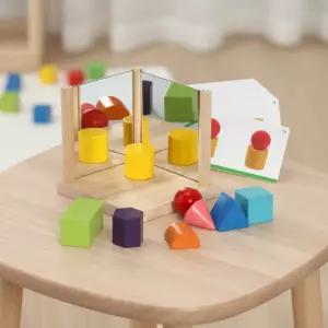 캐스B 거울 대칭놀이 원목블록 블럭쌓기 도형관찰 거울반사 학습카드 공간지각 개념학습