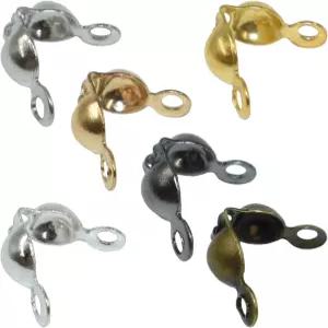 1200개의 조개껍질 크림프 비즈 팁 매듭 커버 보석 목걸이 팔찌 귀걸이 DIY 공예품 제작 후크와 끈 연결