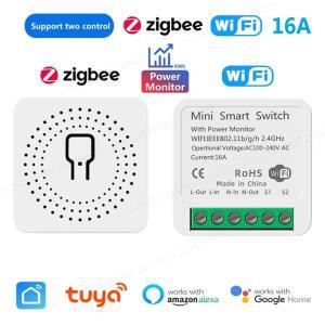 스마트 홈 지그비 와이파이 스위치 전원 모니터 포함, 투야 조명 모듈, DIY 차단기 릴레이 음성, 알렉사 구