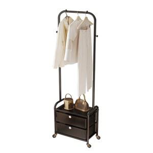 샤크팡 옷걸이 서랍 철제 바구니 옷가게 선반 이동식 원룸 행거 원목