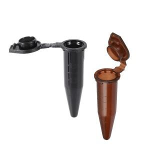 체중계 플라스틱 다크 브라운 스냅 캡 포함 원심 튜브  하단 바이알  실험실 분석  50 개  0.5ml