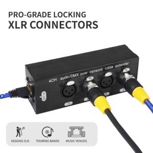 핫RJ45에서 4채널 3핀 XLR 오디오 케이블 익스텐더 DMX512 네트워크 신호 무대 음향 조명 및 녹음 스튜디오