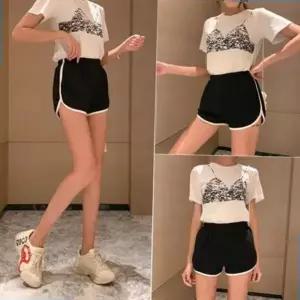 3부 트레이닝 심플 여성 돌핀팬츠 반바지 (블랙)