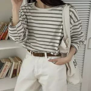 서프티 스트라이프 긴팔 티셔츠 86046 빅사이즈 여성의류