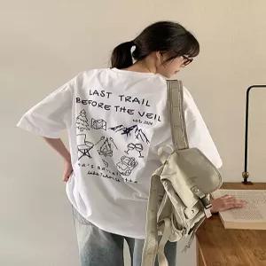 로던 레터링 라운드 반팔 티셔츠 86020 빅사이즈 여성의류