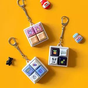 트라이코지 픽셀 레트로 네모 키캡 키링 가방고리 파우치고리