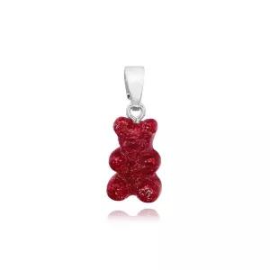 크리스탈헤이즈 노스텔지아 베어 클래식 레드 벨벳 실버 펜던트 참