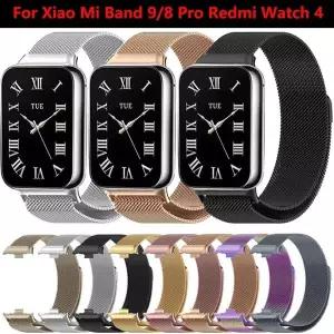 샤오미 미 밴드 9 프로/미 밴드 8 프로용 밀라니즈 루프 스트랩 메탈 마그네틱 팔찌 스마트 워치밴드 레드