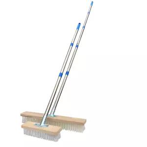 야외 바닥 이끼 핸들 철 긴 빗자루 막대 세척 브러시