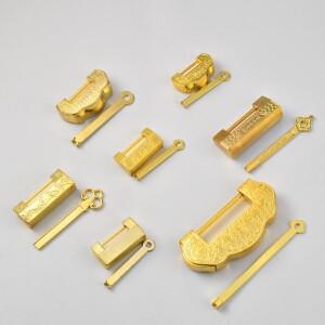 모조 골드 레트로 복고풍 엔틱 장식 자물쇠 버클 보석 상자  명나라 및 청 합금 골동품