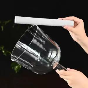 싱잉볼 투명 크리스탈 노래 그릇 8인치 핸드 클리어 사운드 명상 요가 부처님 티베트어 휴식 타악기