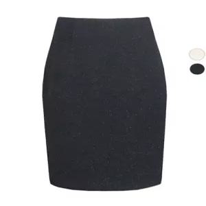 여성 H라인 가을겨울 트위드 정장 미디 스커트