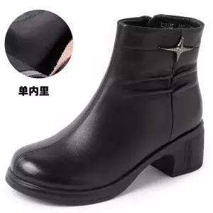 여자 신발 데일리 플랫워커 워커 추동 미들 앵클 소가죽 라운드 통굽 가죽 부츠 면화 M스포4