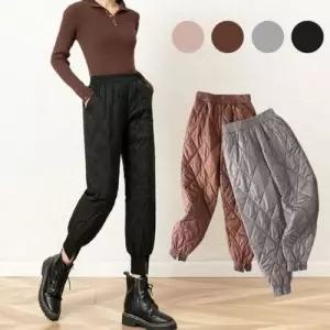 [라일리여성의류] Rly 겨울 패딩바지 기모 조거팬츠 밴딩 방한바지 골덴