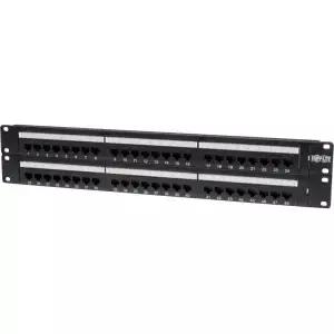 트립 라이트 48포트 2U 랙마운트 Cat6 110 패치 패널 568B RJ45 이더넷(N252-048) 블랙