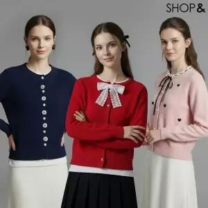 [NS홈쇼핑][샵앤] [무료배송] 여성 라운드 페미닌 러블리 모임룩 니트 가디건 3종 균일가..