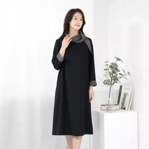 엄마옷 배색 스카프 타이 원피스 1GHJ23928 중년여성 마담 60 70대  빅사이즈 할머니