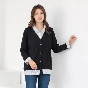 엄마옷 셔츠 레이어드 가디건 카라티셔츠 1GHJ24708 중년여성 마담 60 70대  빅사이즈 할머니