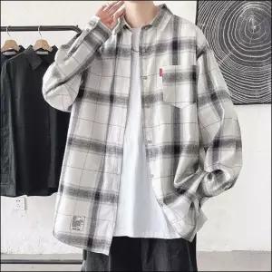 2컬러 남방 캐주얼 체크셔츠 남녀공용 셔츠 오버핏