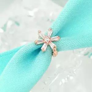 14K 금침 로즈골드 큐빅 플라워 귀찌 링피어싱