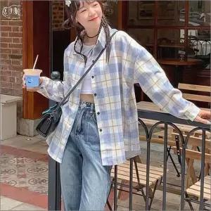 여자 봄가을 대학생 데일리 셔츠 2컬러 긴팔 남방 긴팔 체크