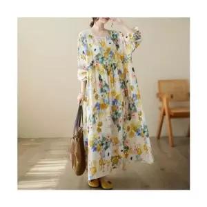 파스텔 플라워 로맨틱 롱 면 원피스 여름 치마 빅사이 원피스