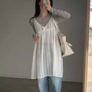 여성 레이어드 시스루 나시 원피스 화이트 1P 패션 레이어드원피스