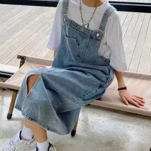 여자멜빵치마 여자 언발 포인트 유니크 캐주얼 롱 멜빵 치마