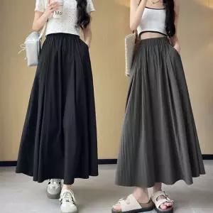 정장스커트 여자 A라인 무지 밴딩 스커트 치마 URK-472