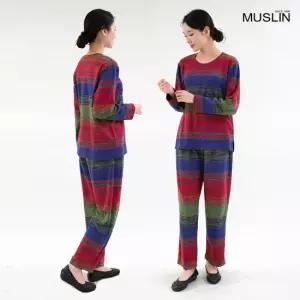 엄마옷 기모가로줄 상하세트 홈웨어 1GHJ25023 중년여성 마담 60 70대  빅사이즈 할머니