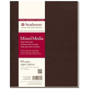 스트라스모어 567-7-1 소프트커버 혼합 미디어 아트 저널, 7.75인치 x 9.75인치, 화이트, 64페이지
