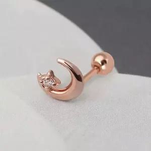 기본피어싱 14K 골드필드 핀 심플 큐빅 달 피어싱