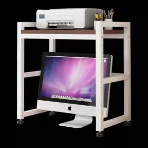 2단 모니터 프린터 48x30X55CM 북유럽풍 수납 거치대 책장 목재 선반 데스크탑
