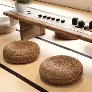 라탄 방석 원형 좌식 밀짚 명상 찻집 다도 쿠션 왕골 요가 스툴 카펫 다도방