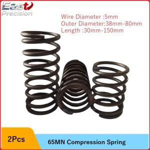 2개세트 65mn 와이어 직경 5mm 외경 38mm80mm 길이 30mm150mm 압축 스프링 초강력 리턴 댐핑 진동